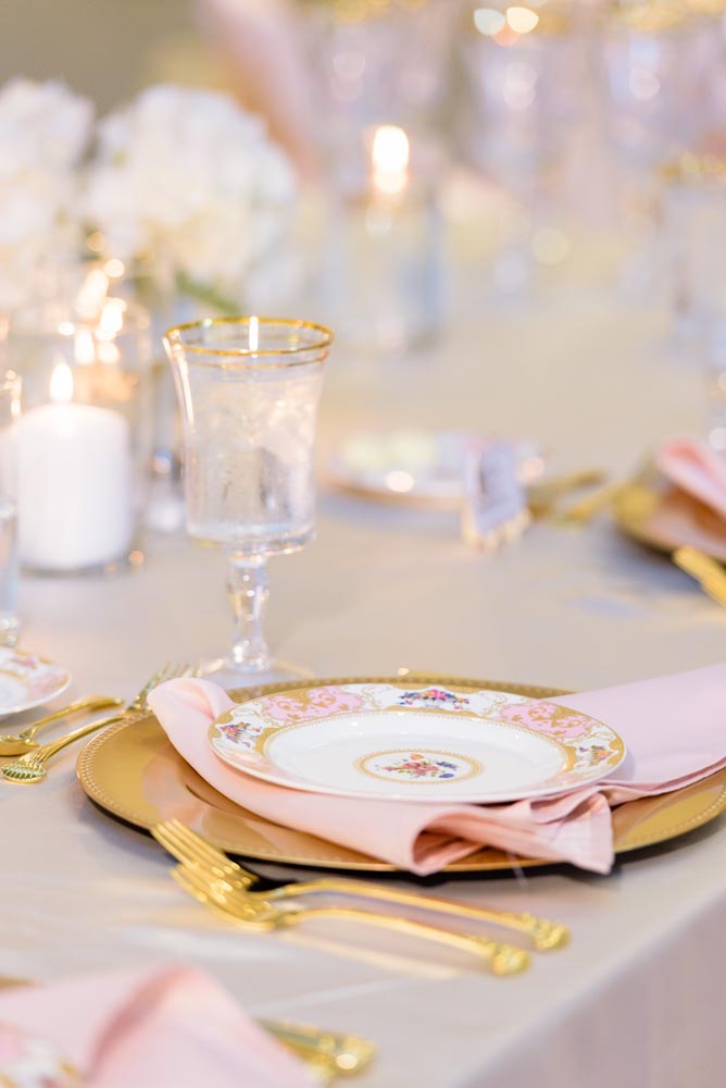 blush pink and gold table