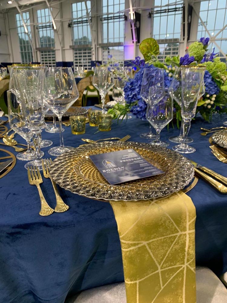 blue and gold table design